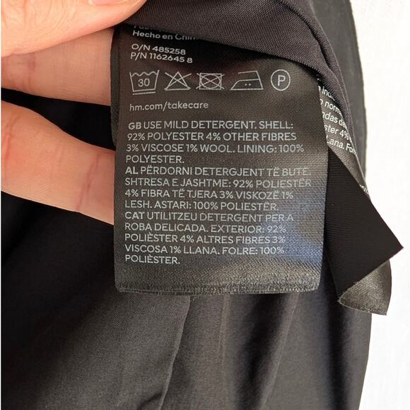 H&M HM Black Double-Breasted Short Peasant's Twill Jacket Pea Coat, size M - Picture 4 of 7